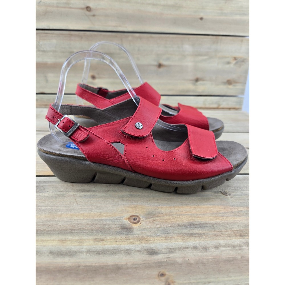 Wolky Jasper Red Leather Comfort Walking Sandals Adjustable Straps 41 9-9.5